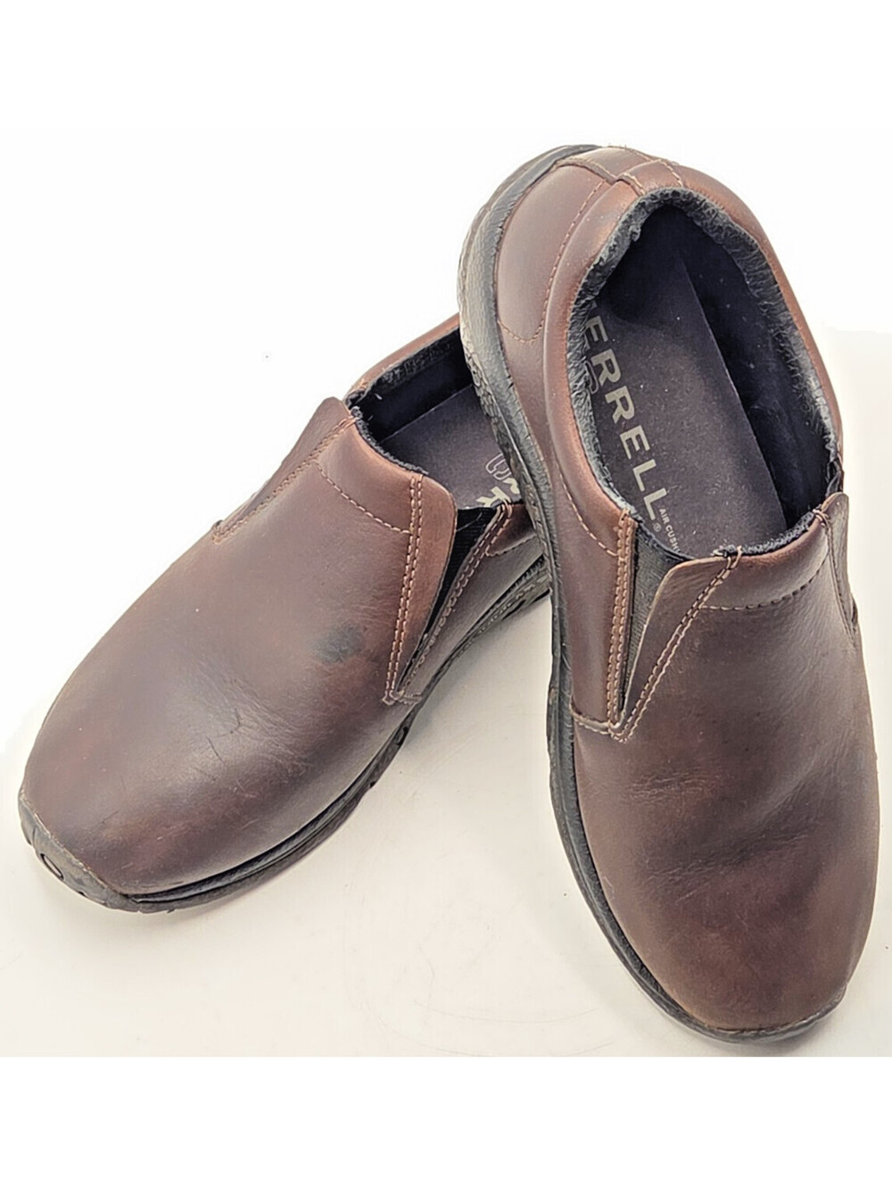 Merrell Jungle Moc Leather Mens 7.5 Mahogany Brown Slip On Shoes J63883